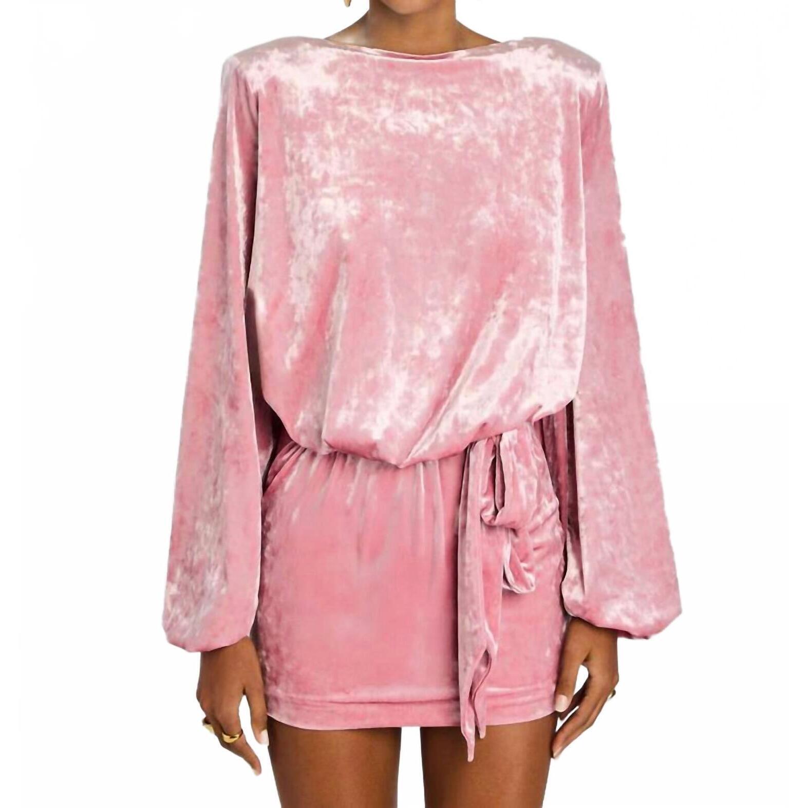 New Retrofete Elysia Velvet Dress In Vintage Rose